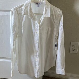 NWT Old Navy classic white button up shirt M